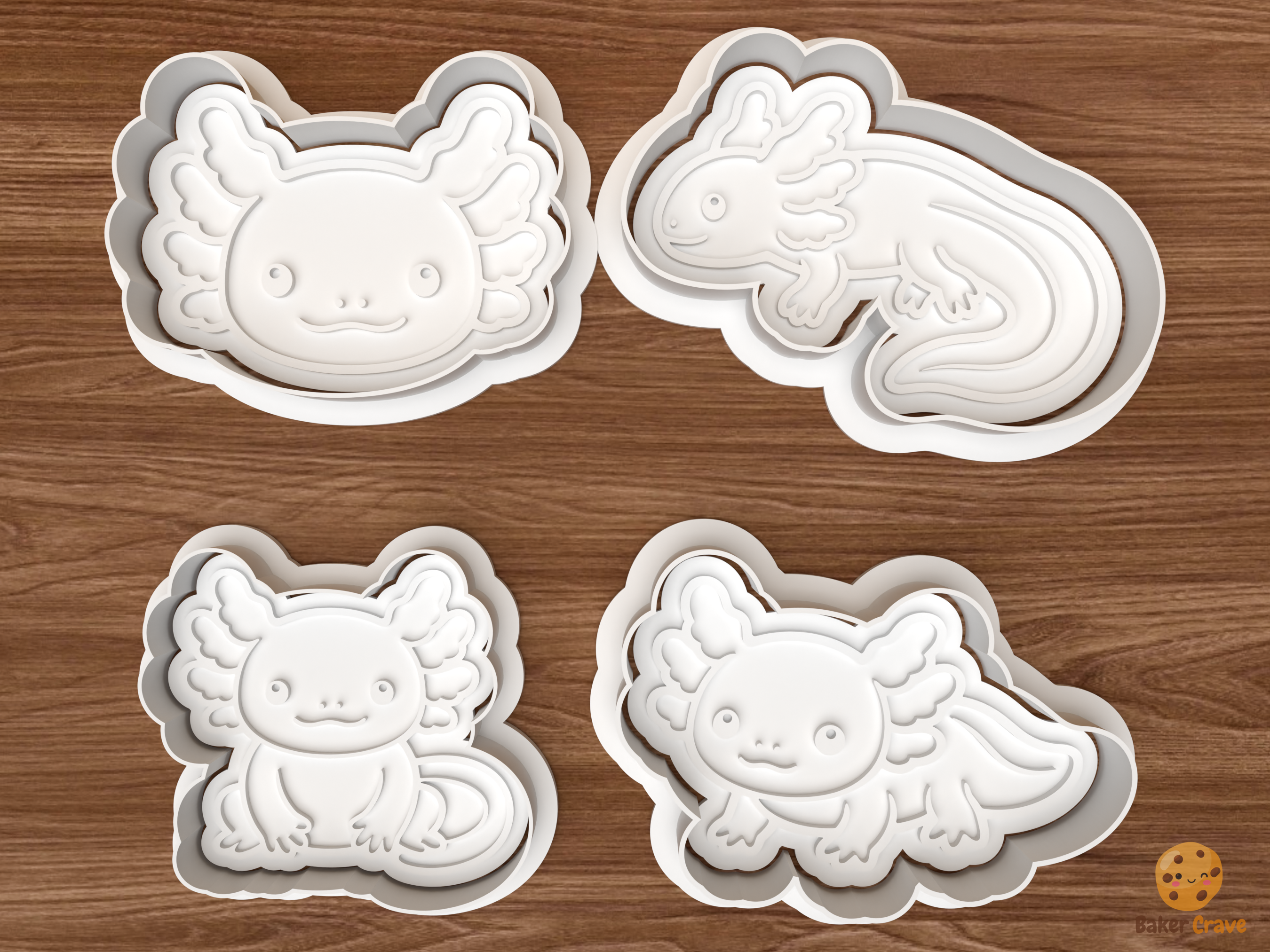 Axolotl Cookie Cutter Set STL File - 01 set main