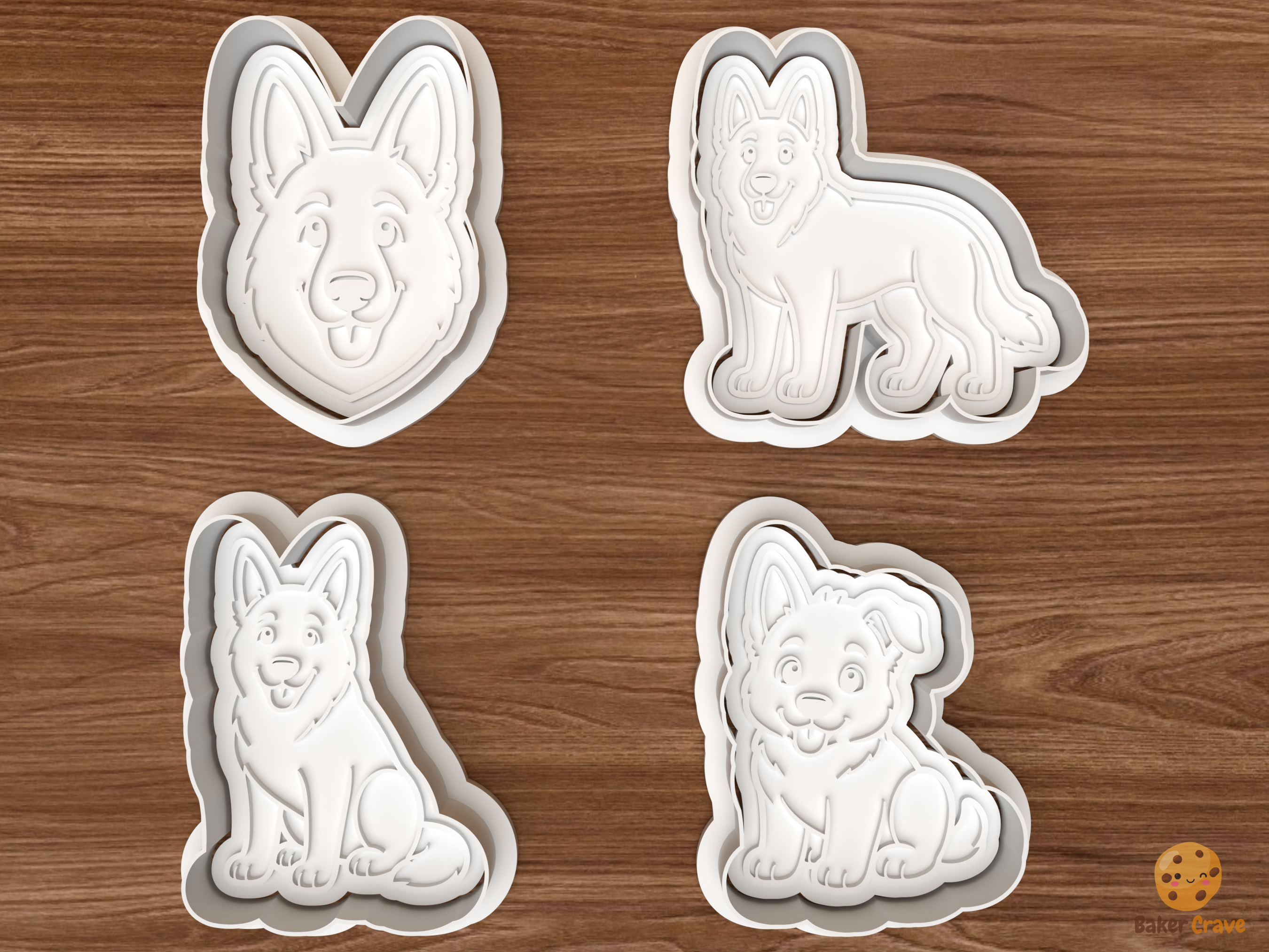 German Shepherd Dog Cookie Cutter Set STL File - 01 set main