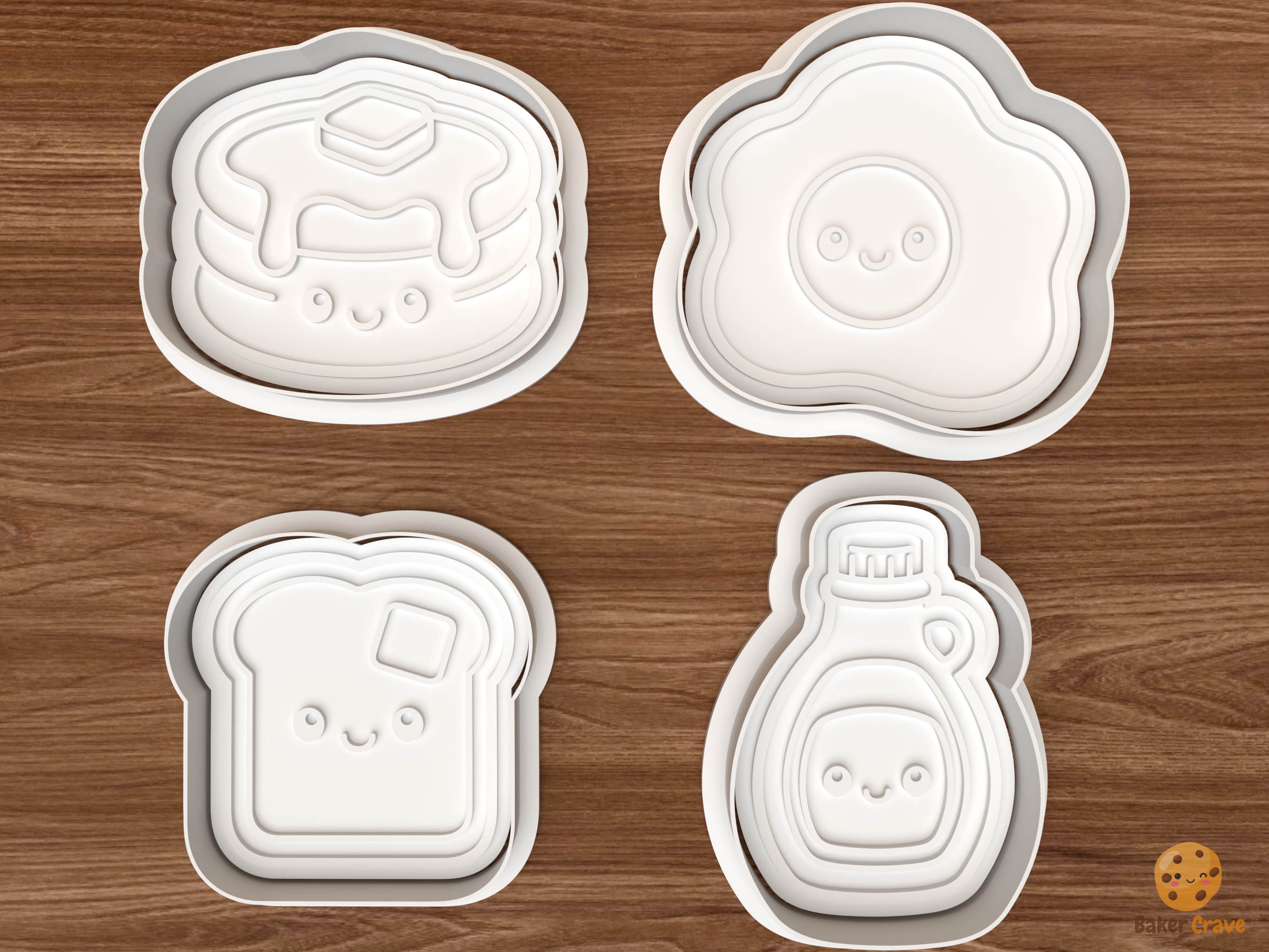 Kawaii Breakfast Cookie Cutter Set STL File - 01 set main
