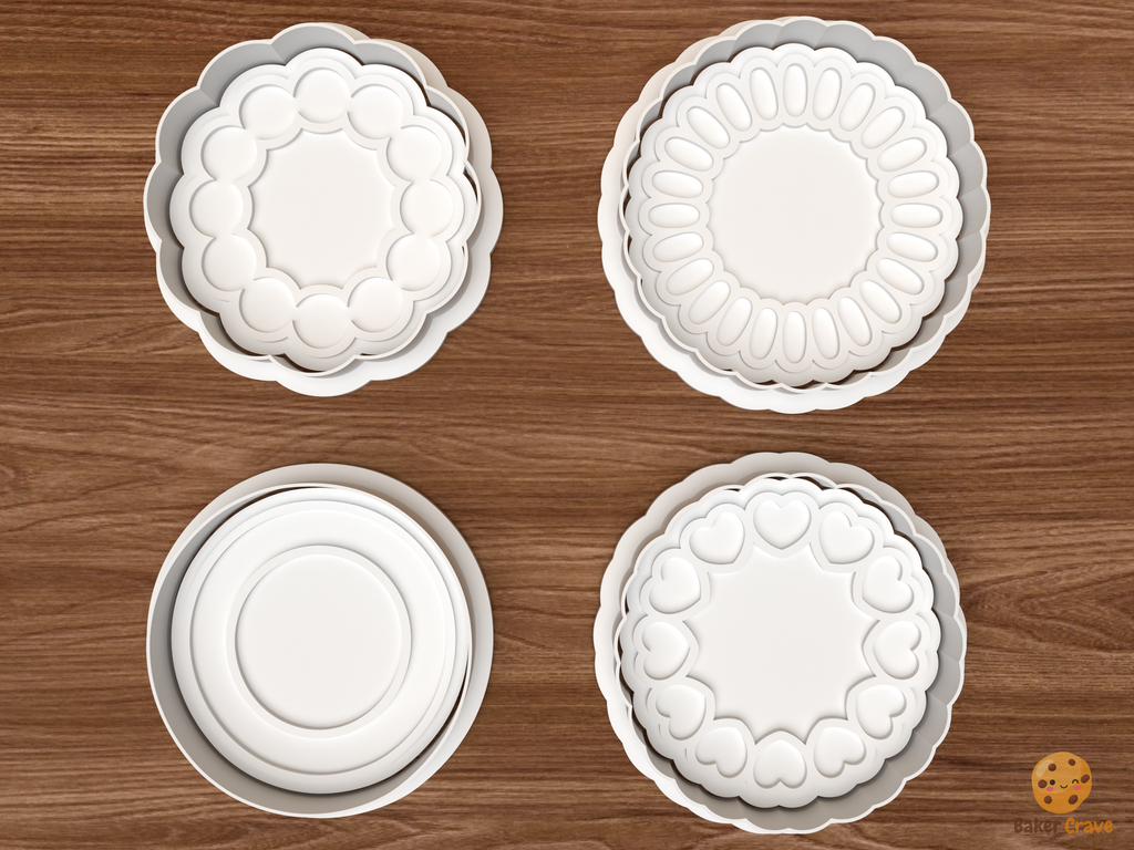 Round Cookie Frame Cutter Set Cookie Cutter Set STL File - 01 set main