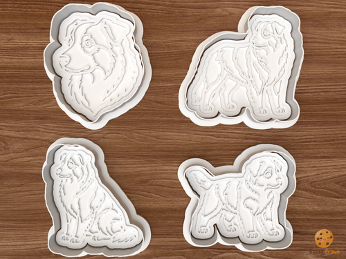 Australian Shepherd Dog Cookie Cutter Set STL File - 01 set main