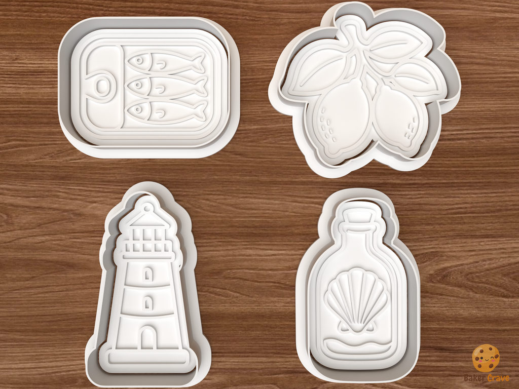 Coastal Mediterranean Cookie Cutter Set STL File - 01 set main