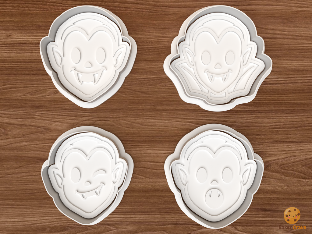 Classic Vampire Faces Cookie Cutter Set STL File