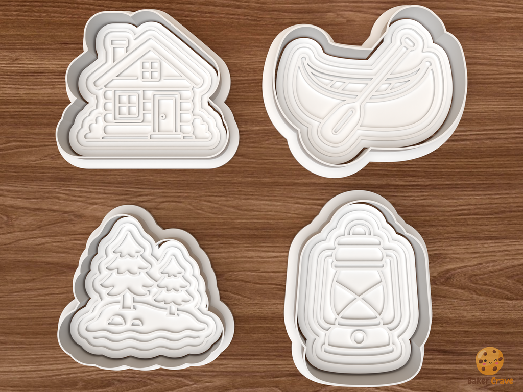 Cabin Camping Cookie Cutter Set STL File - 01 set main