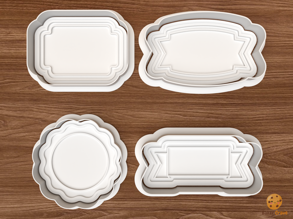 Name Tag Cookie Cutter Set STL File - 01 set main