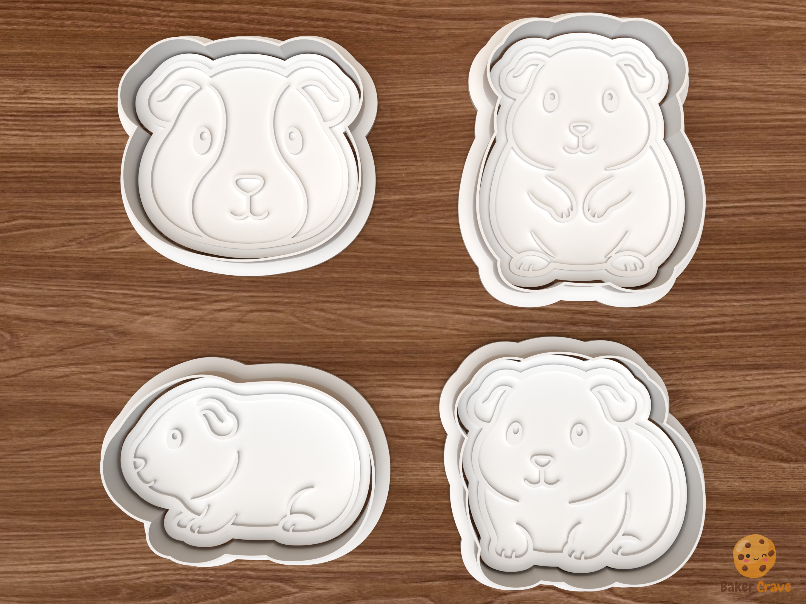Guinea Pig Cookie Cutter Set STL File - 01 set main