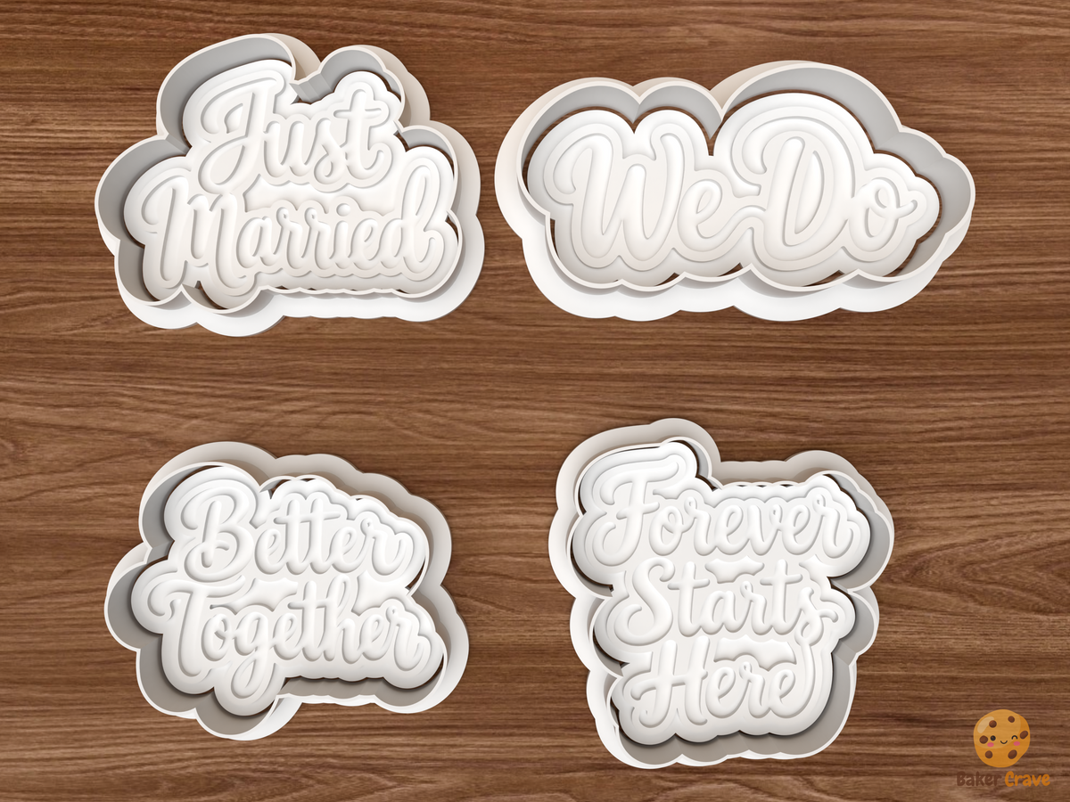 Just Married Wedding Words Cookie Cutter Set