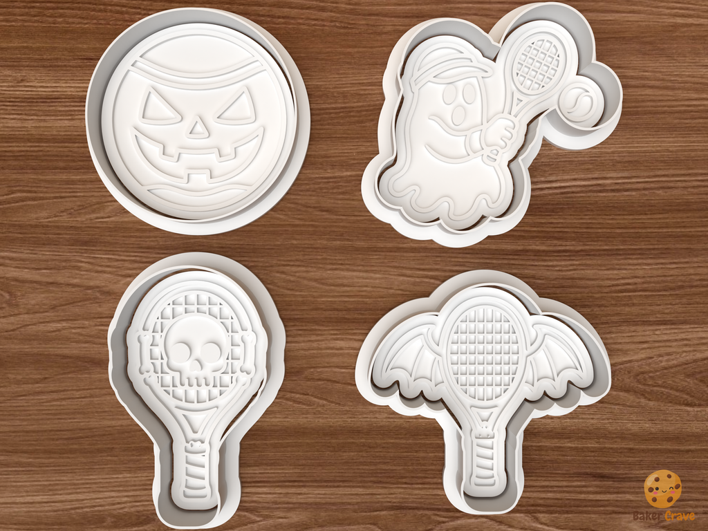 Halloween Tennis Cookie Cutter Set STL File - 01 set main