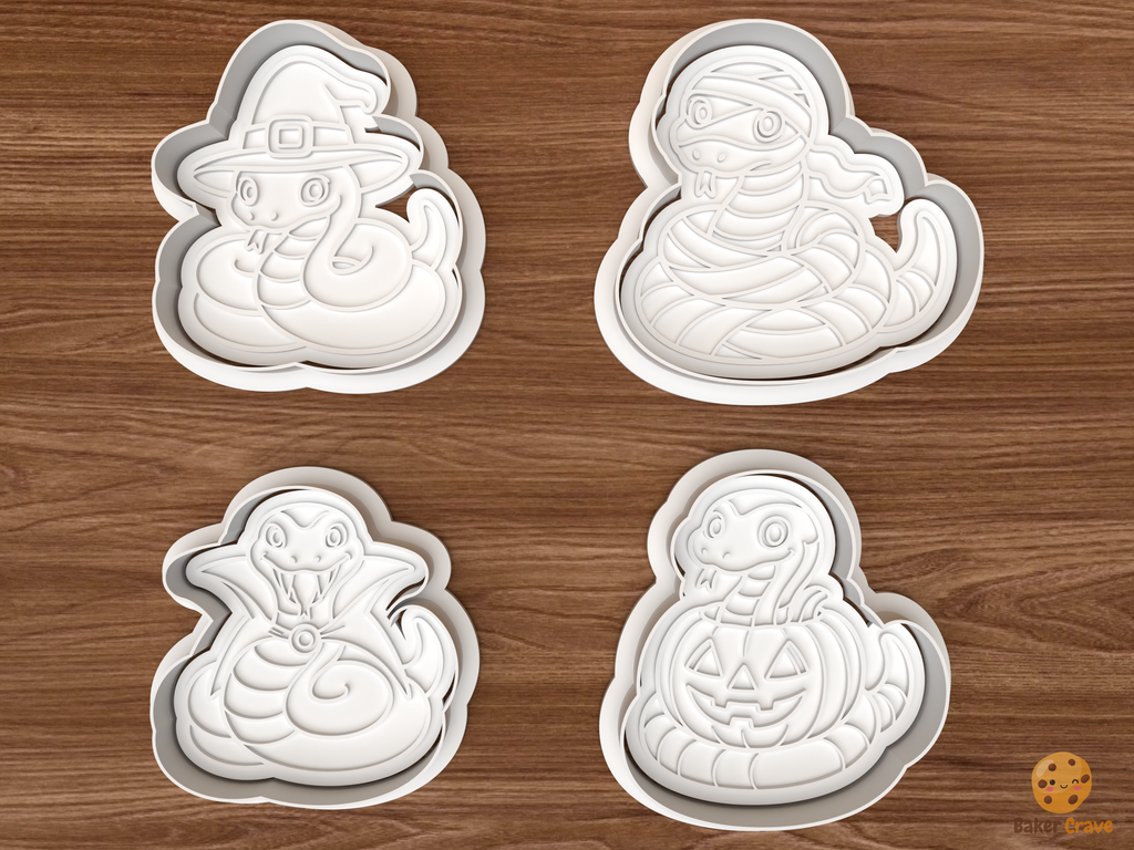 Halloween Snake Cookie Cutter Set STL File - 01 set main