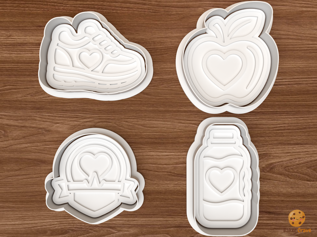 Healthy Heart Cookie Cutter Set STL File - 01 set main