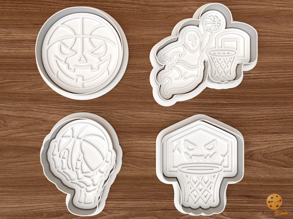 Halloween Basketball Cookie Cutter Set STL File - 01 set main