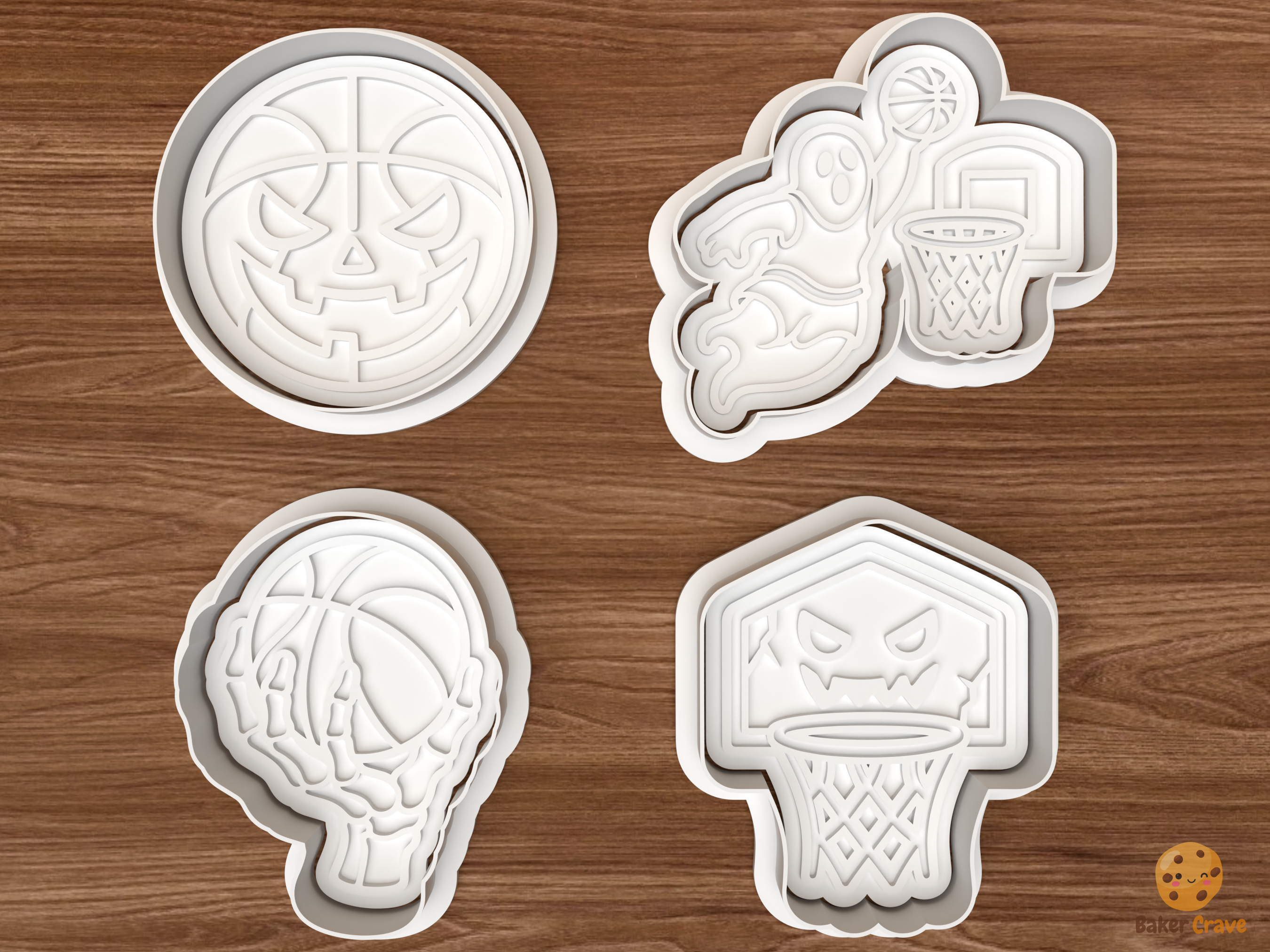 Halloween Basketball Cookie Cutter Set STL File - 01 set main
