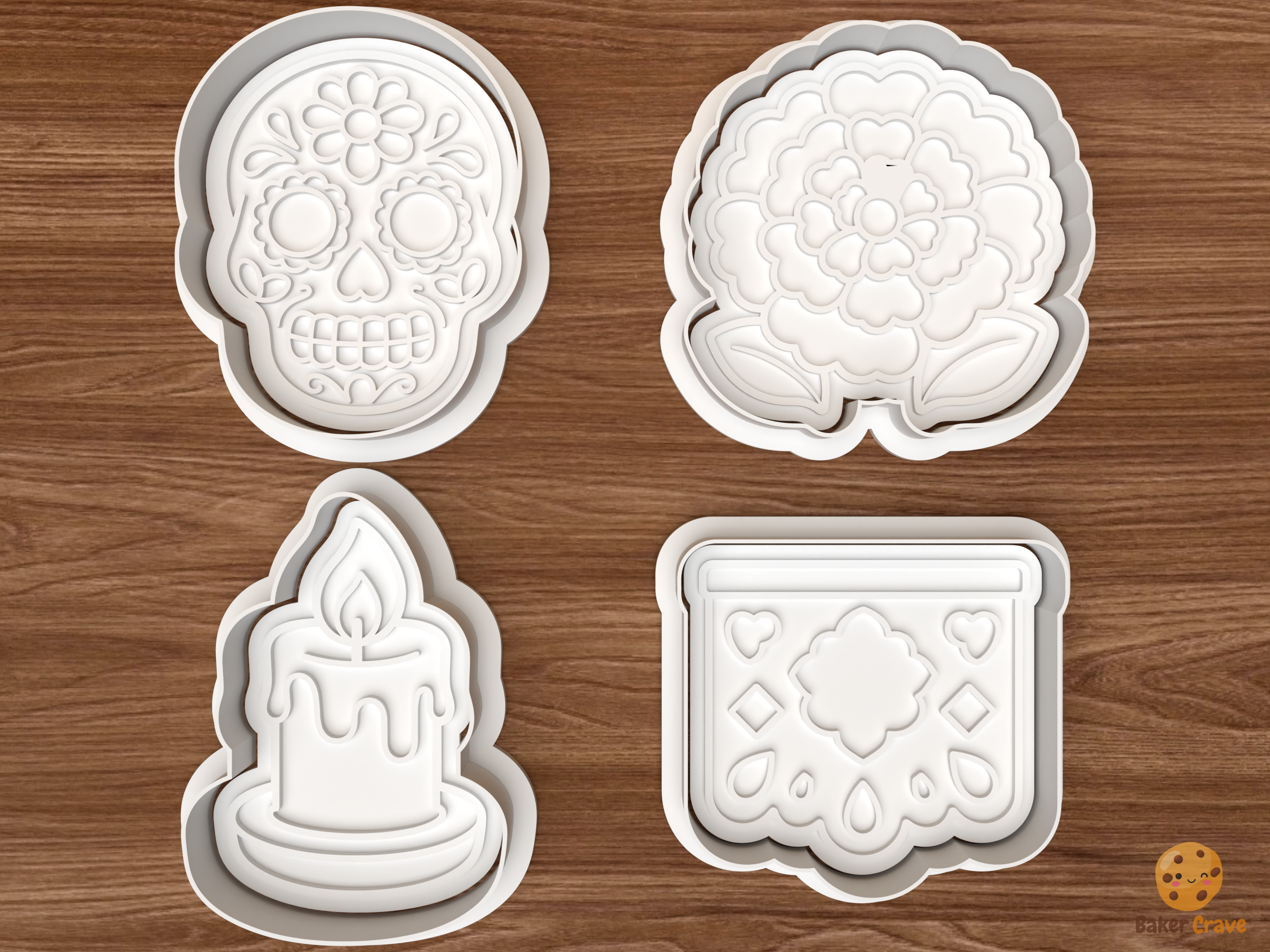 Dia De Los Muertos Cookie Cutter Set STL File - 01 set main