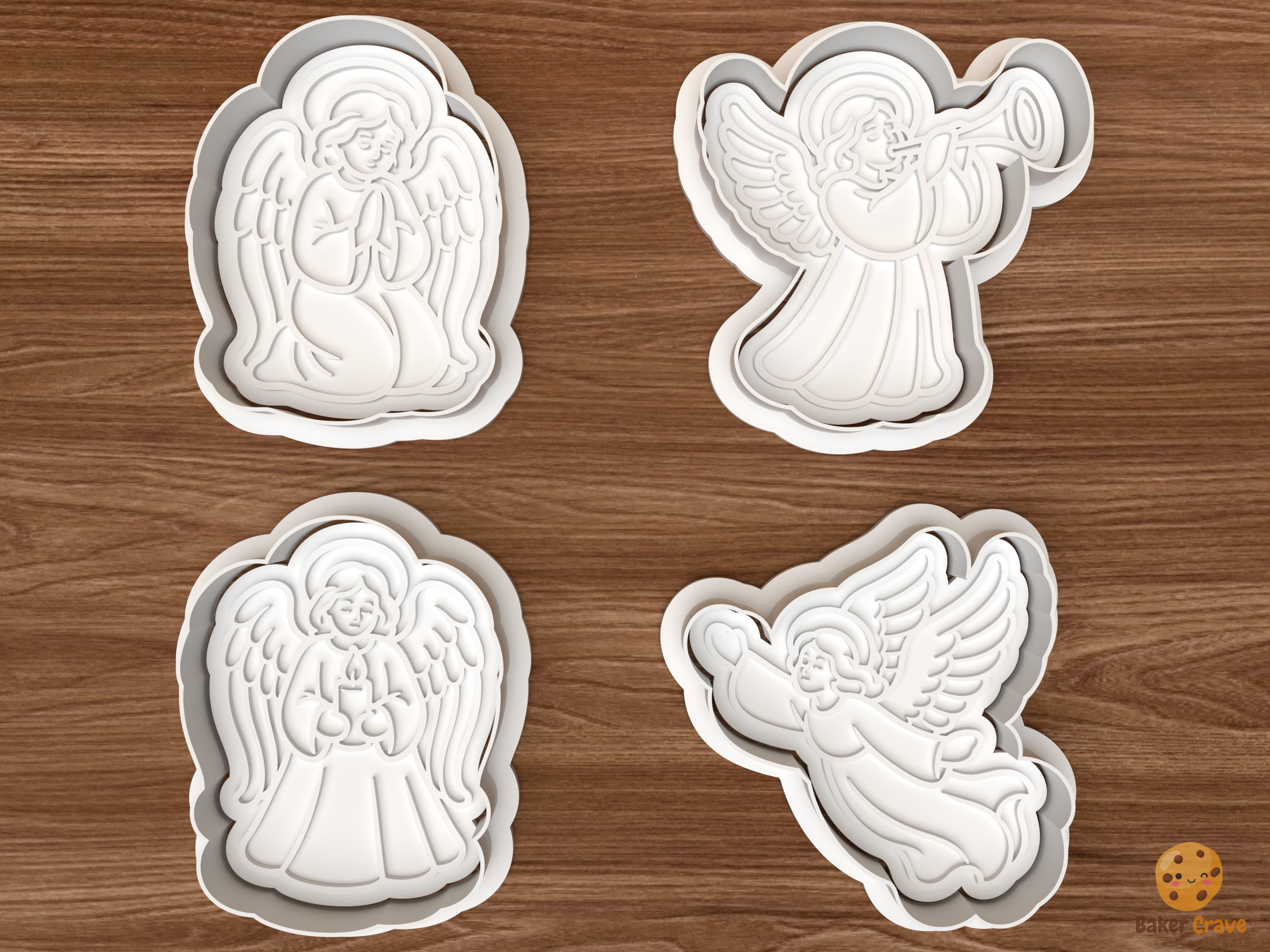 Christmas Angel Collection Cookie Cutter Set STL File - 01 set main