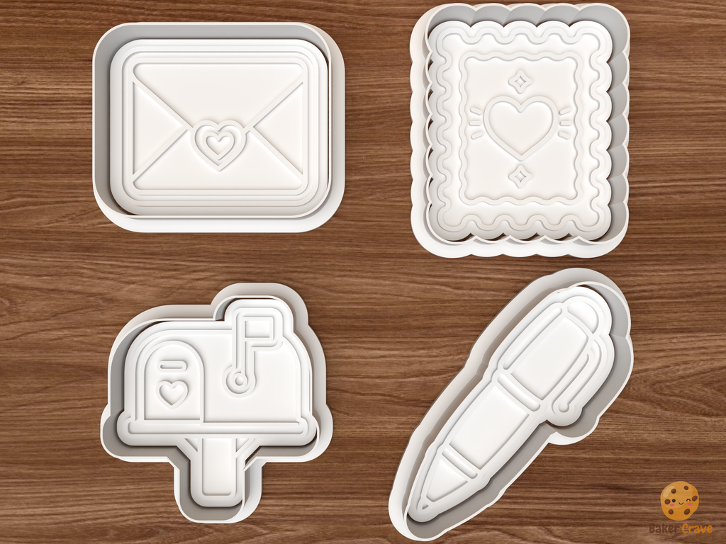 Happy Mail Cookie Cutter Set STL File - 01 set main