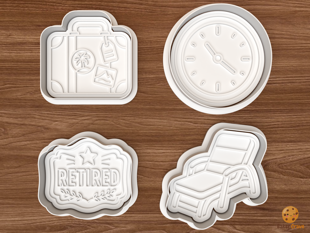Retirement Party Cookie Cutter Set STL File - 01 set main