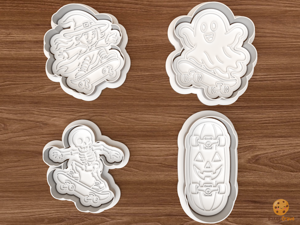 Halloween Skateboarding Cookie Cutter Set STL File - 01 set main