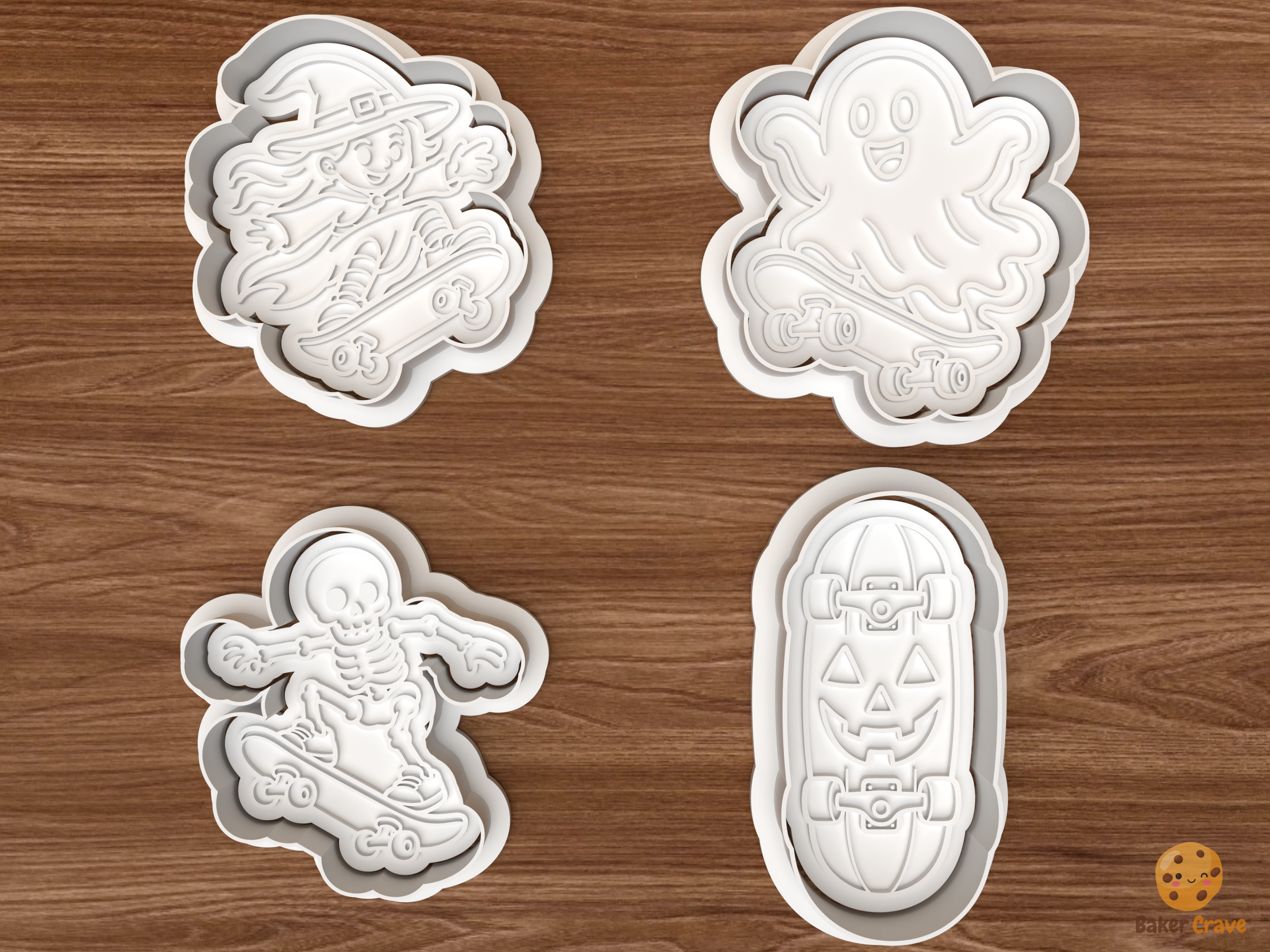 Halloween Skateboarding Cookie Cutter Set STL File - 01 set main