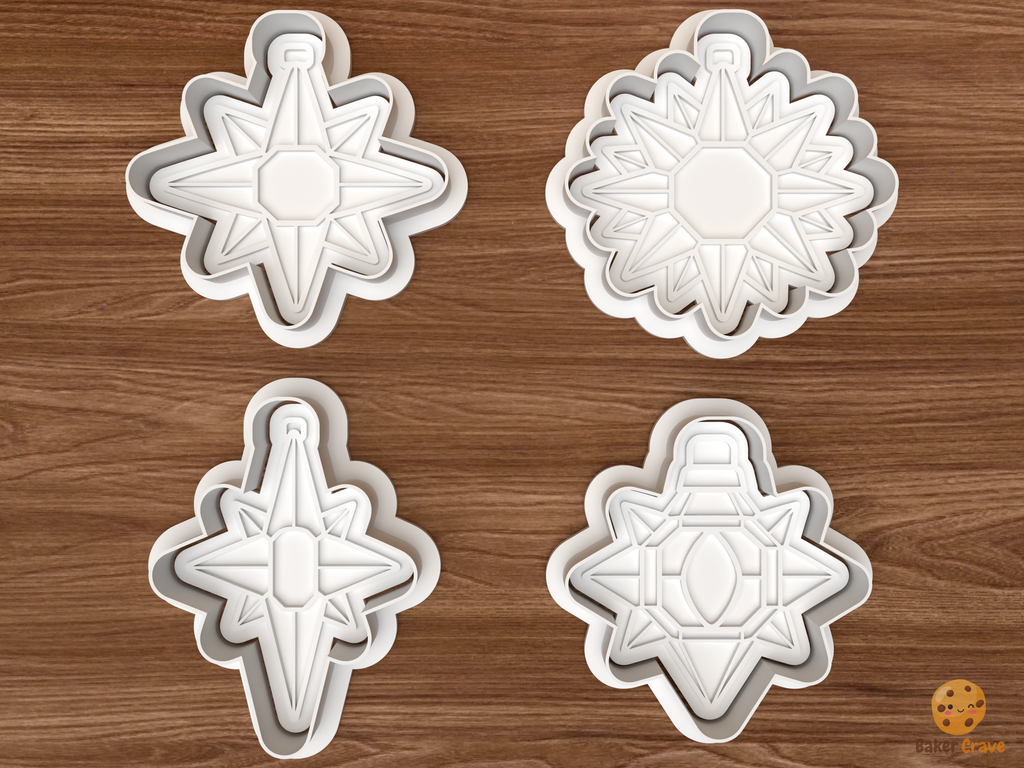 Moravian Star Christmas Cookie Cutter Set STL File - 01 set main