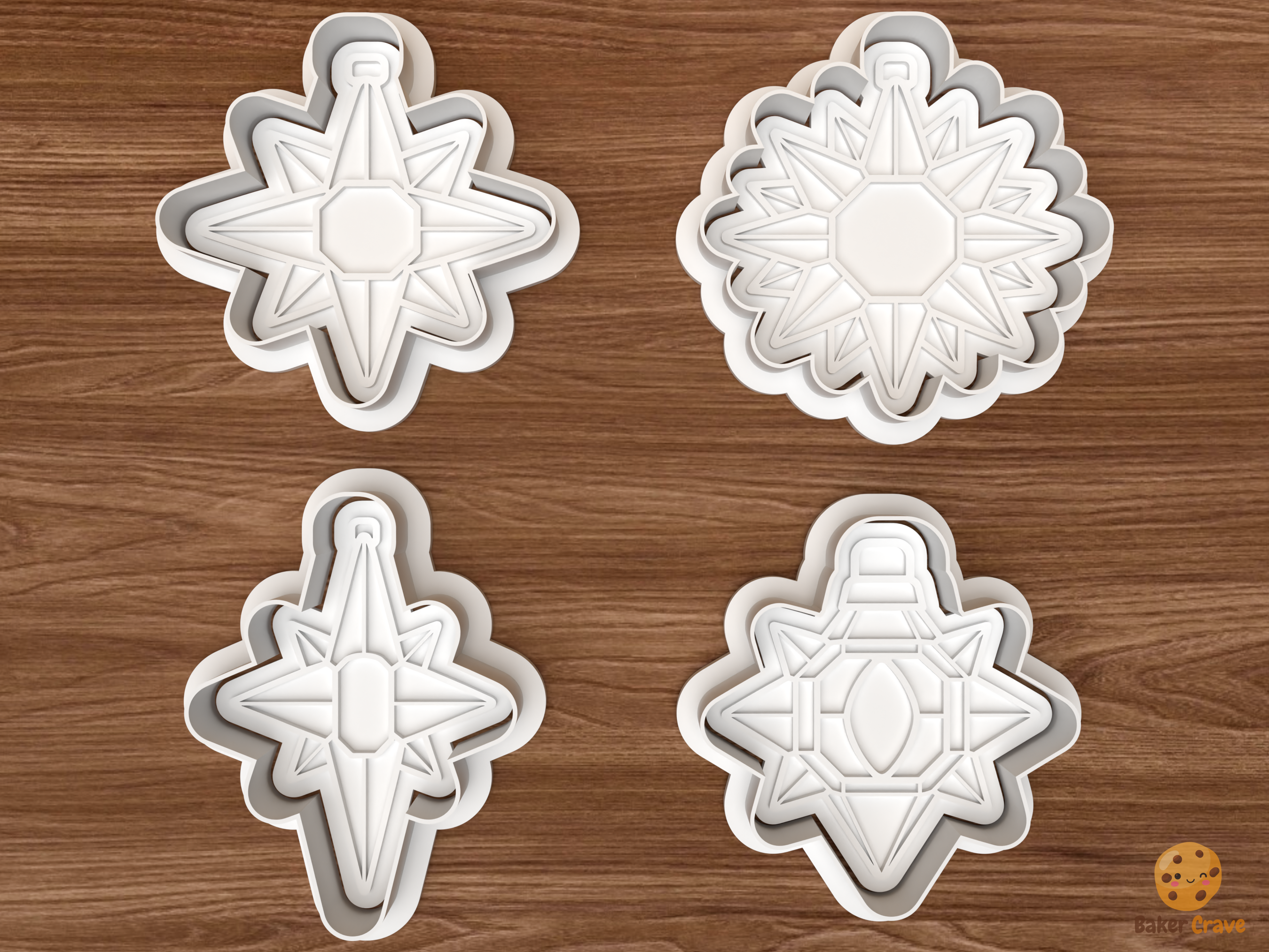 Moravian Star Christmas Cookie Cutter Set STL File - 01 set main