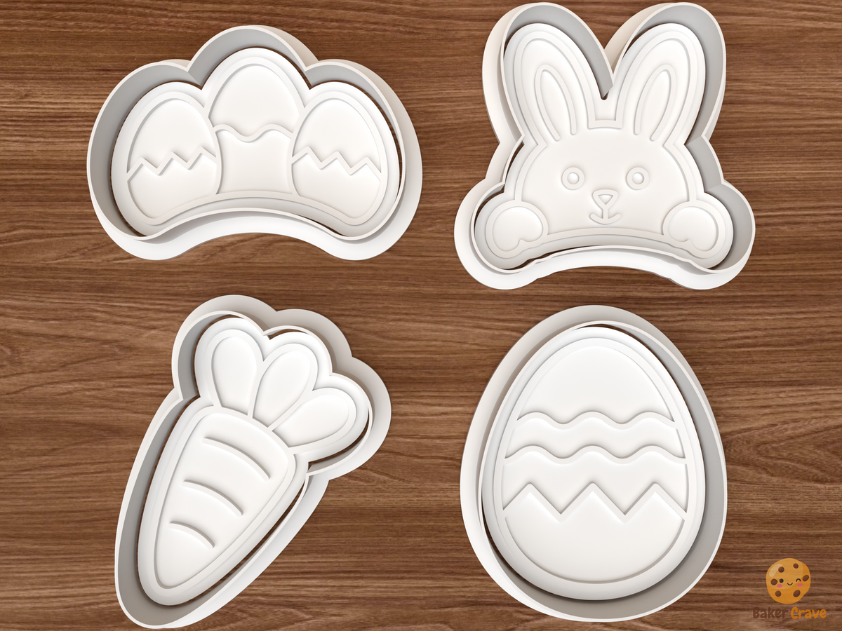 Easter Bunny Egg Platter Cookie Cutter Set STL File