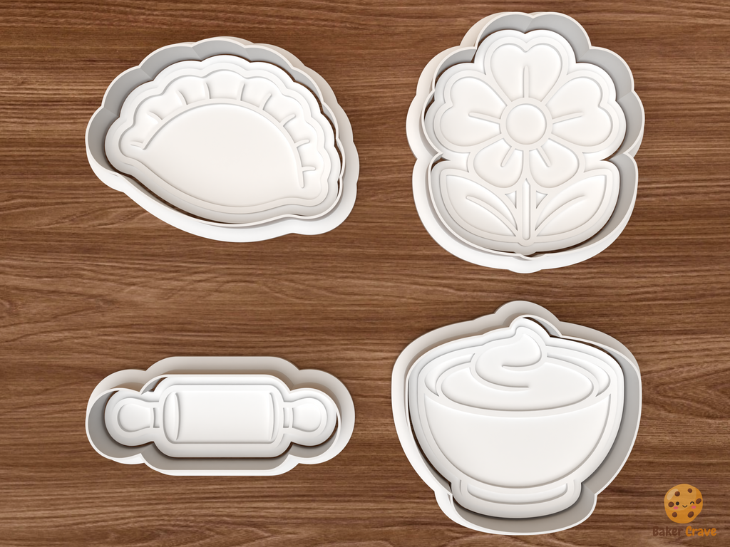 Baking Essentials Cookie Cutter Set STL File - 01 set main