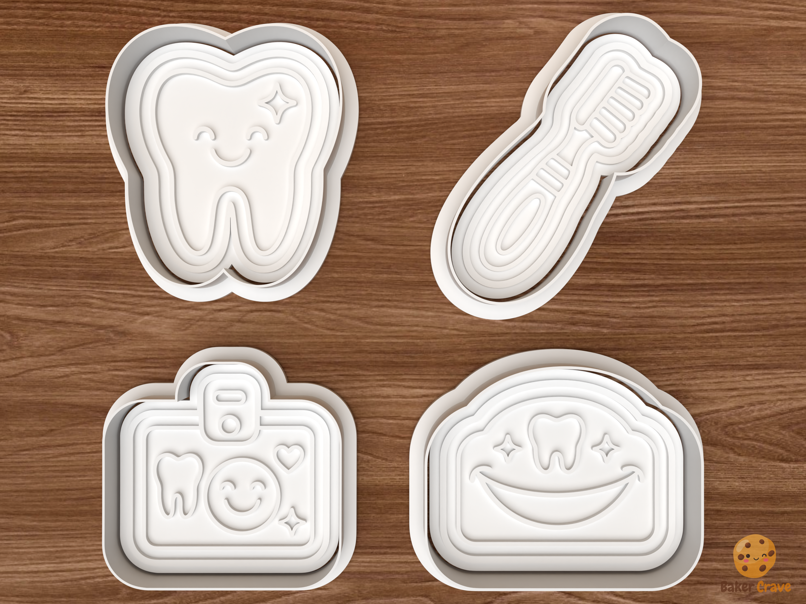 Dental Care Cookie Cutter Set STL File - 01 set main