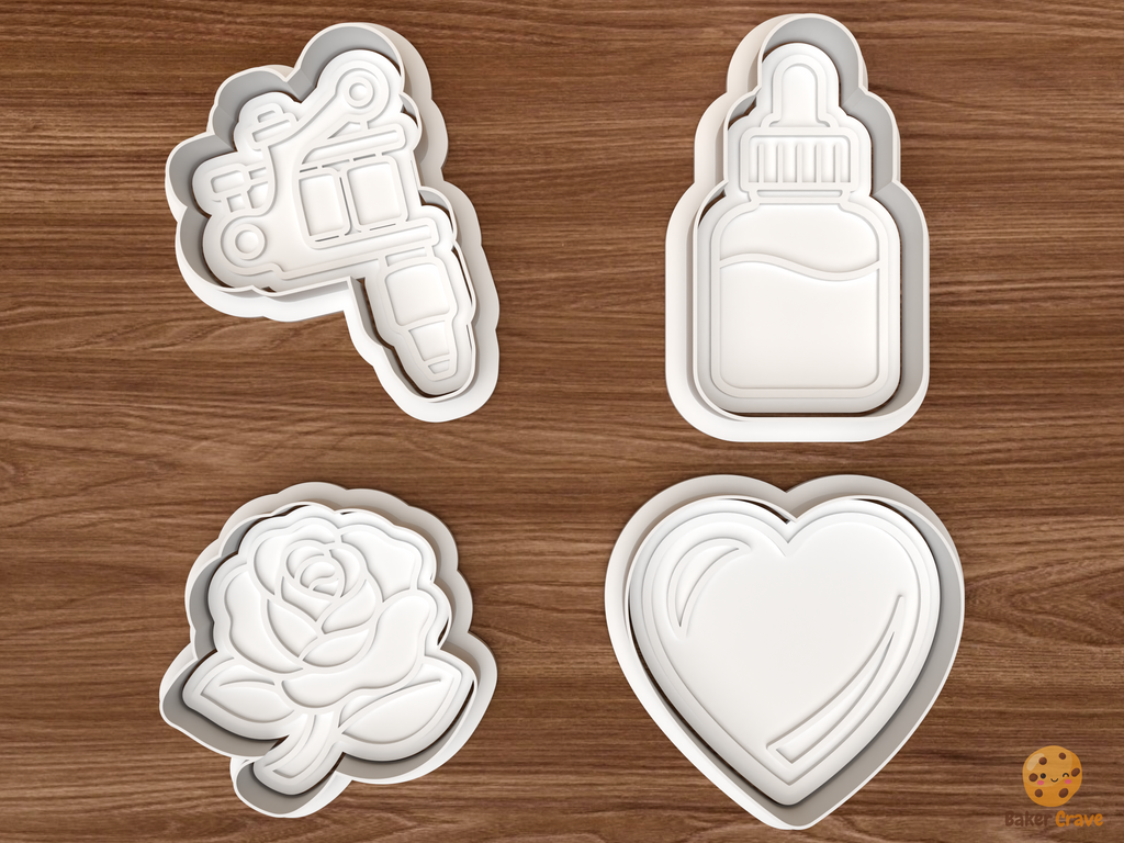 Tattoo Artist Cookie Cutter Set STL File - 01 set main