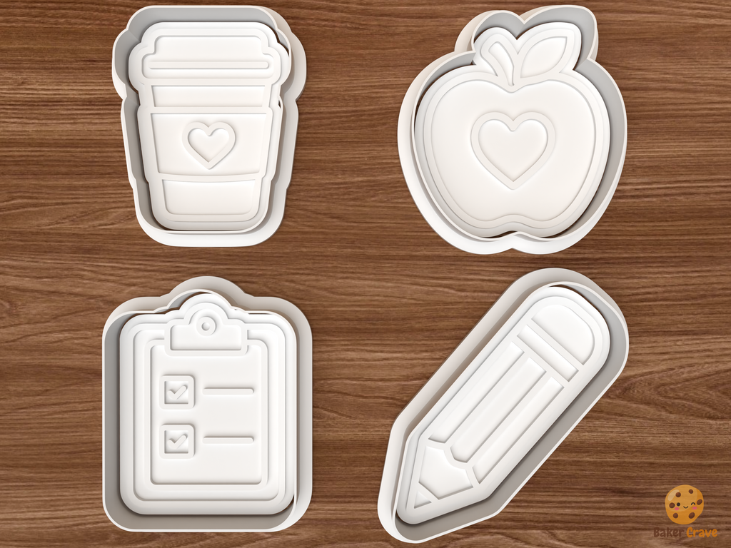 Teacher Appreciation Cookie Cutter Set STL File - 01 set main
