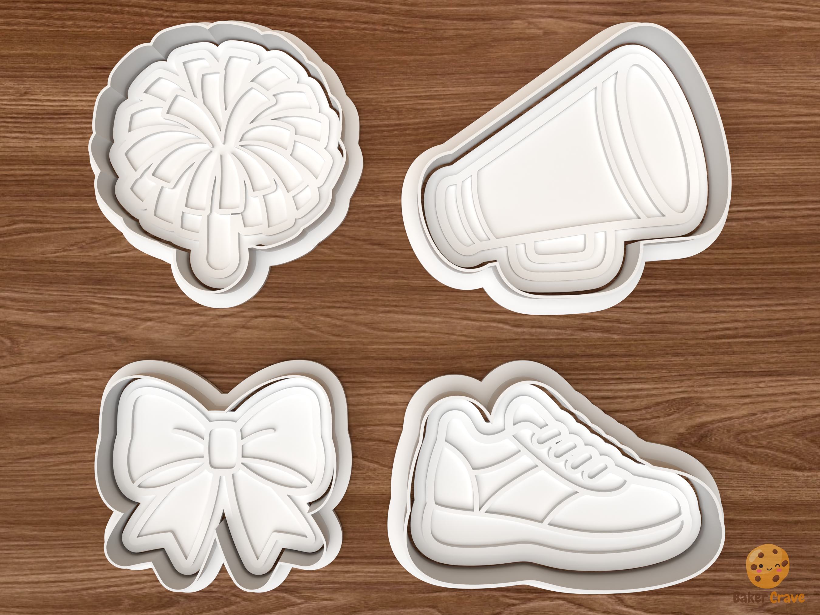 Cheerleading Pom Cookie Cutter Set STL File - 01 set main