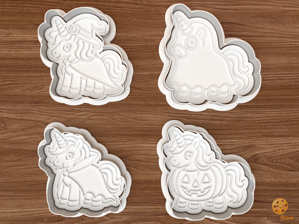 Halloween Unicorn Cookie Cutter Set STL File - 01 set main