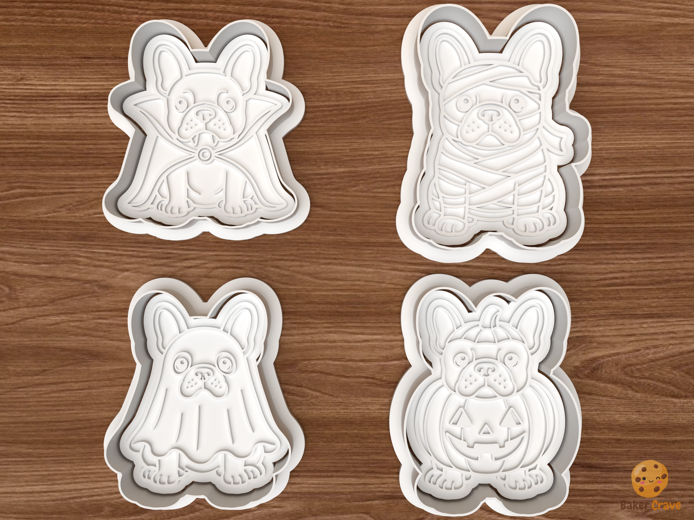 Halloween French Bulldog Cookie Cutter Set STL File - 01 set main