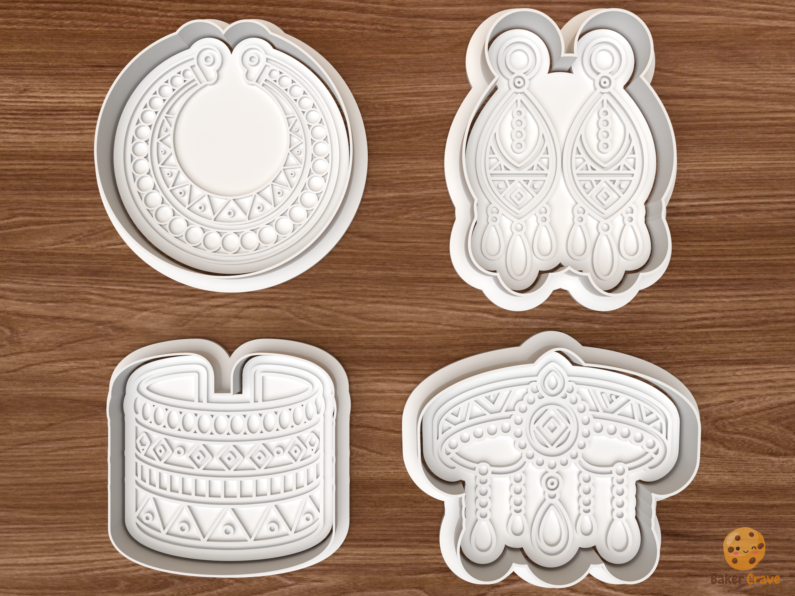 African Jewelry Cookie Cutter Set STL File