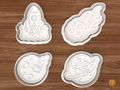 Rocket & Meteor Space Cookie Cutter Set STL File - 01 set main