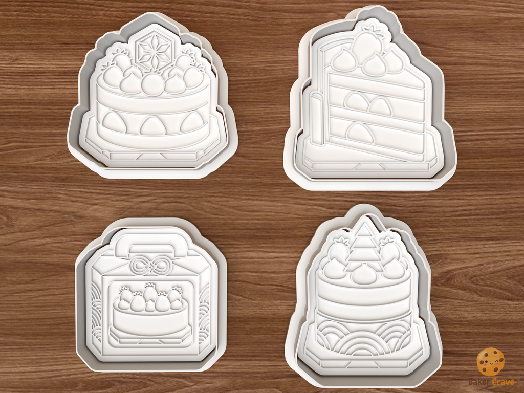 Christmas Cake Cookie Cutter Set STL File - 01 set main