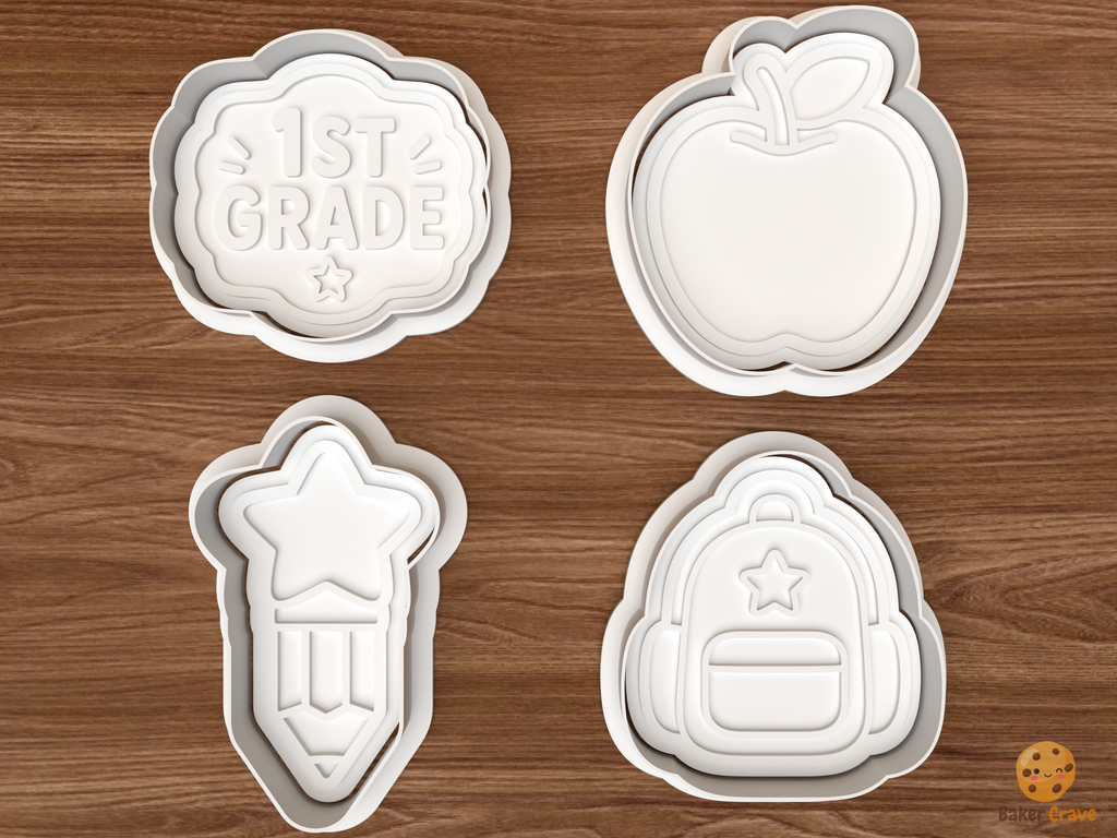 First Grade Cookie Cutter Set STL File - 01 set main