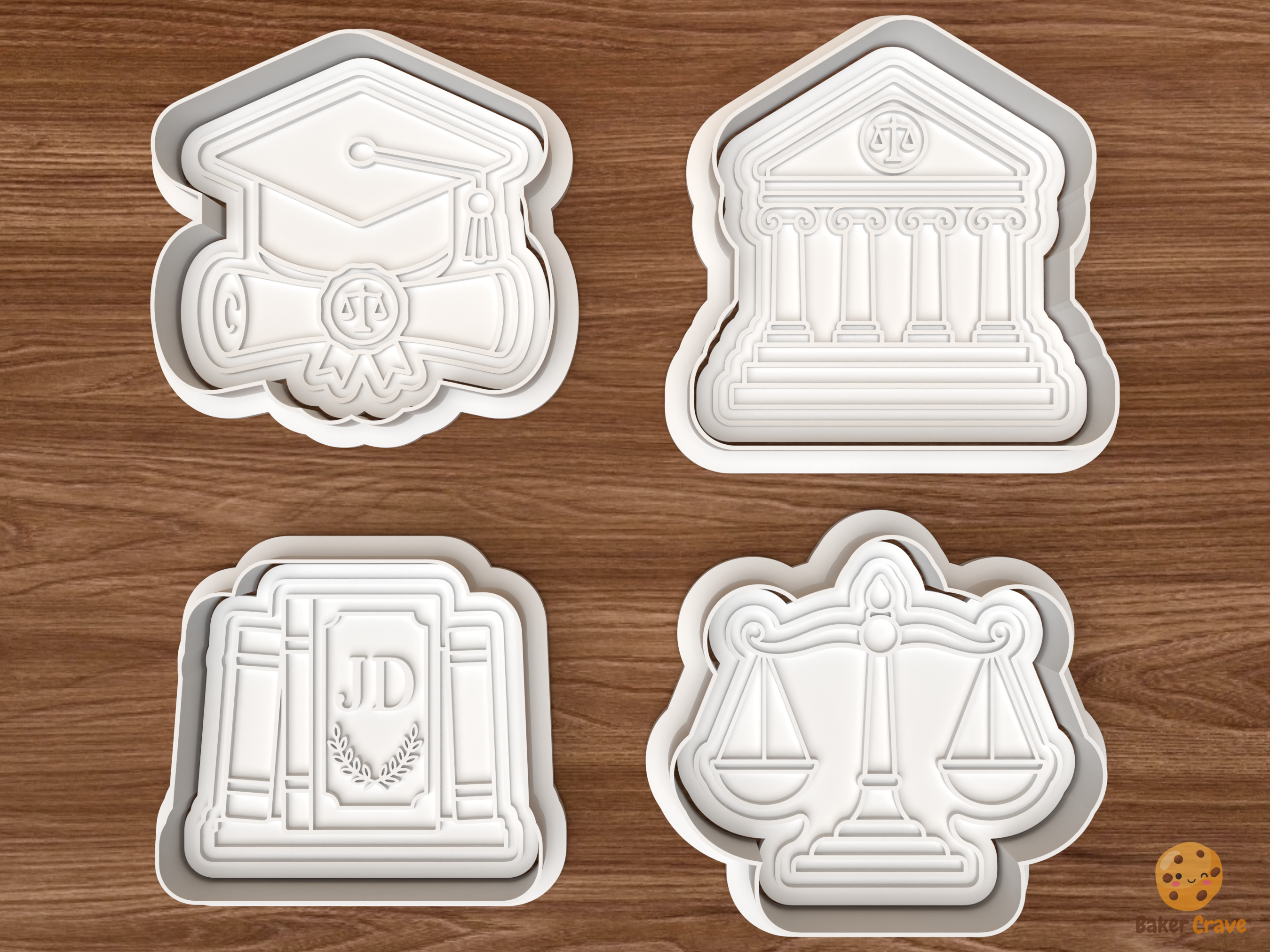 Law School Graduation Cookie Cutter Set STL File - 01 set main