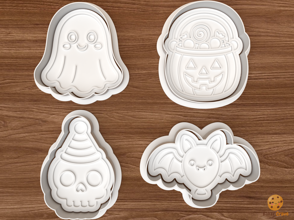 Cute Halloween Party Cookie Cutter Set STL File - 01 set main
