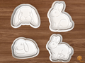 Pet Rabbit Cookie Cutter Set STL File - 01 set main