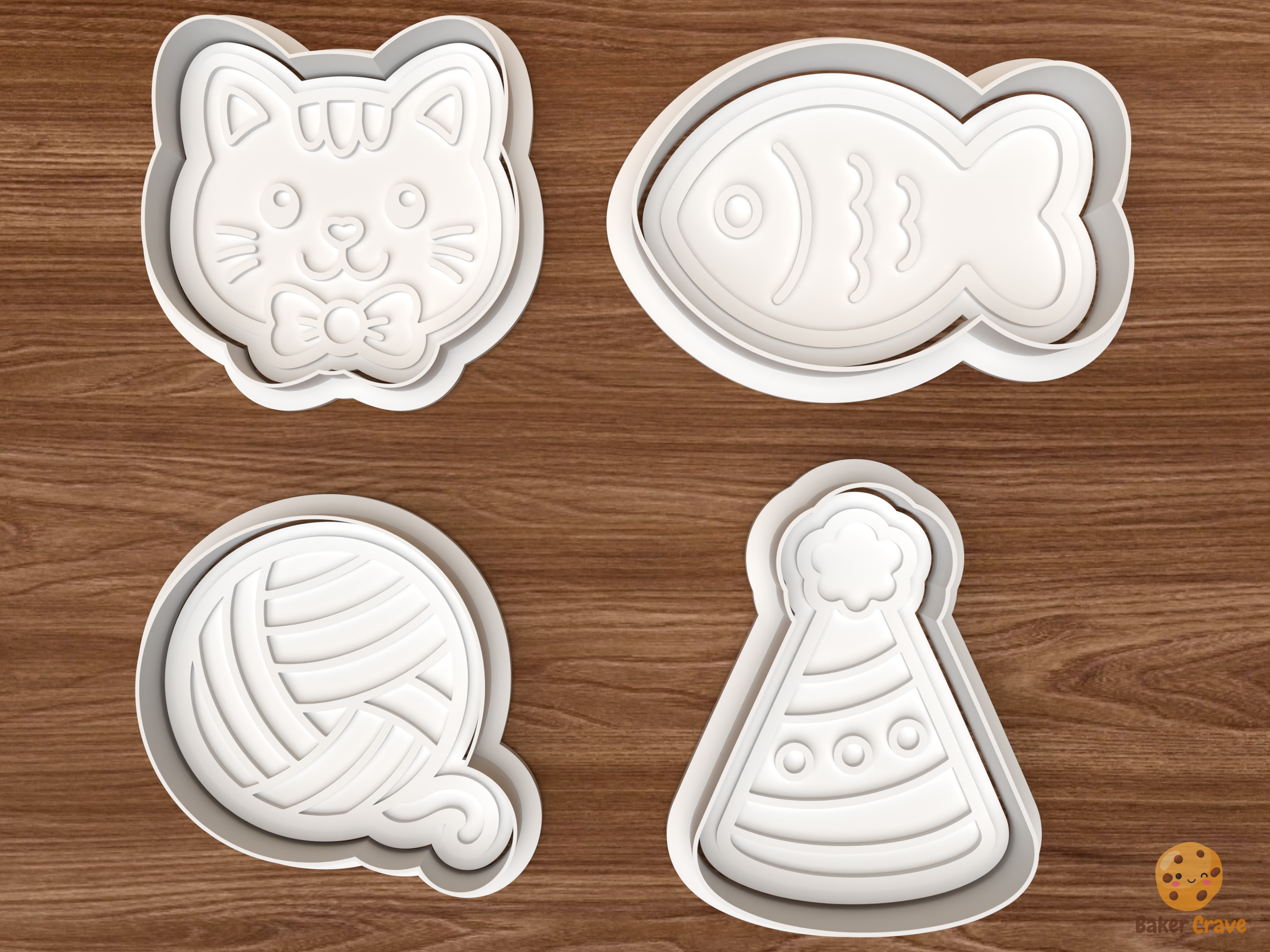 Cat Birthday Cookie Cutter Set STL File - 01 set main