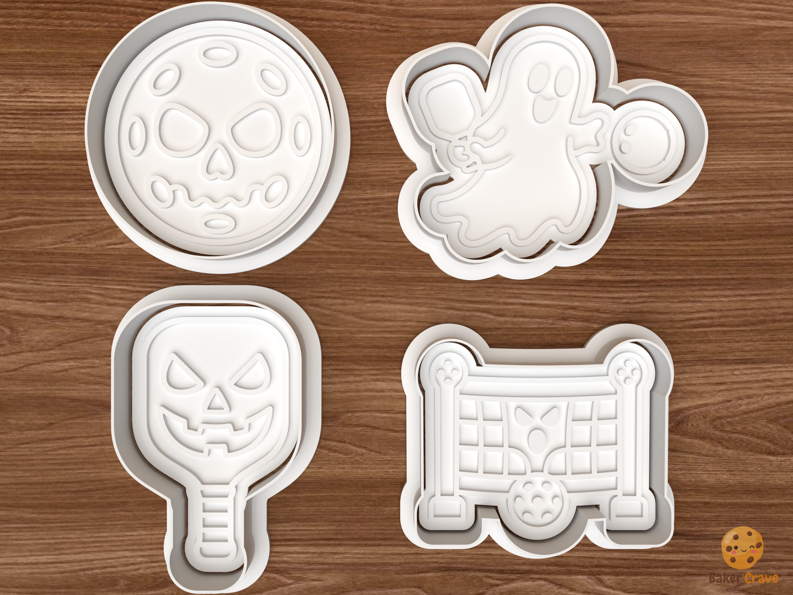 Halloween Pickleball Cookie Cutter Set STL File - 01 set main