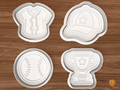 Baseball First Birthday Cookie Cutter Set STL File - 01 set main