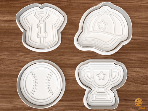 Baseball First Birthday Cookie Cutter Set STL File - 01 set main