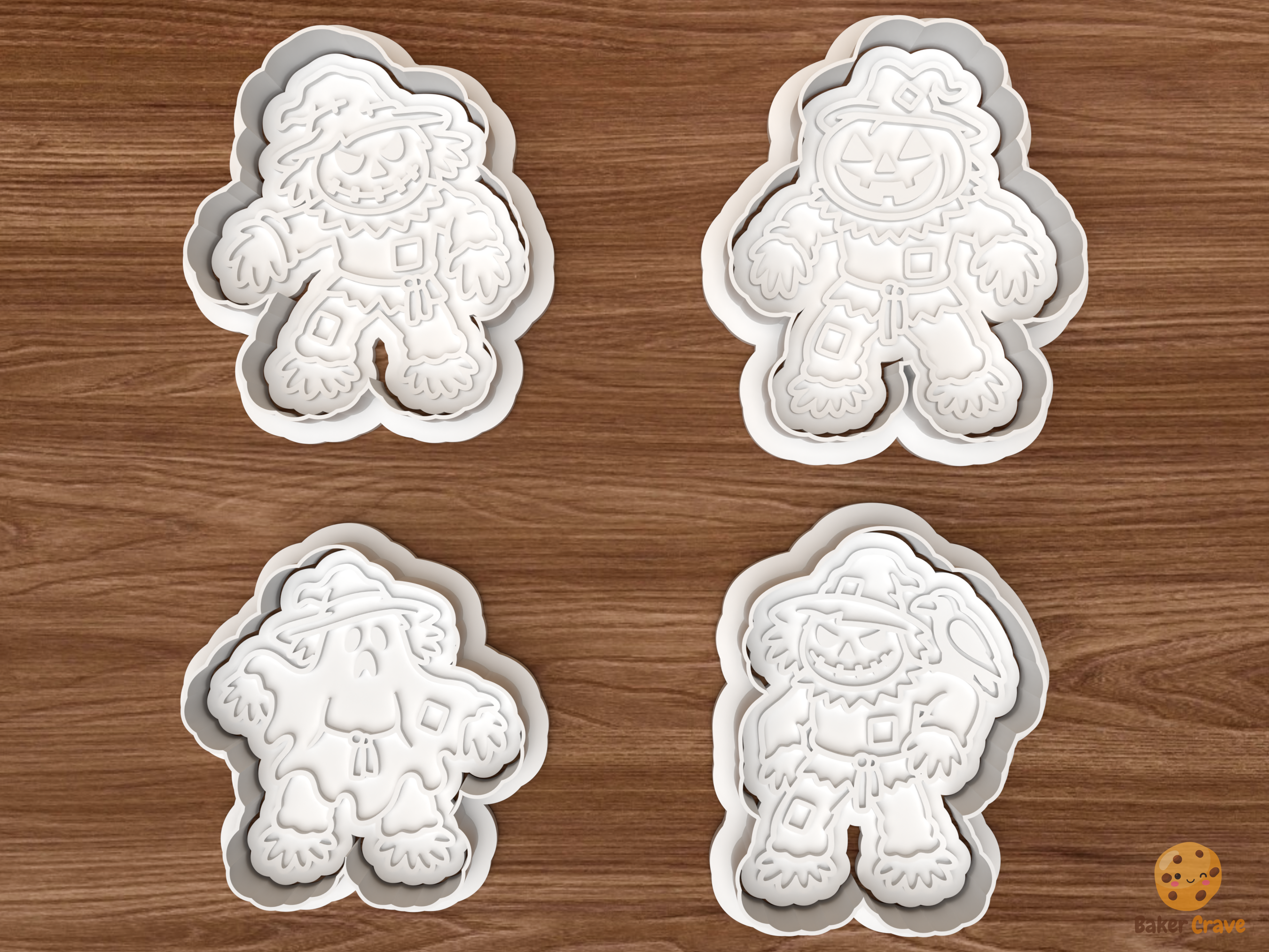 Halloween Horror Scarecrow Cookie Cutter Set STL File - 01 set main