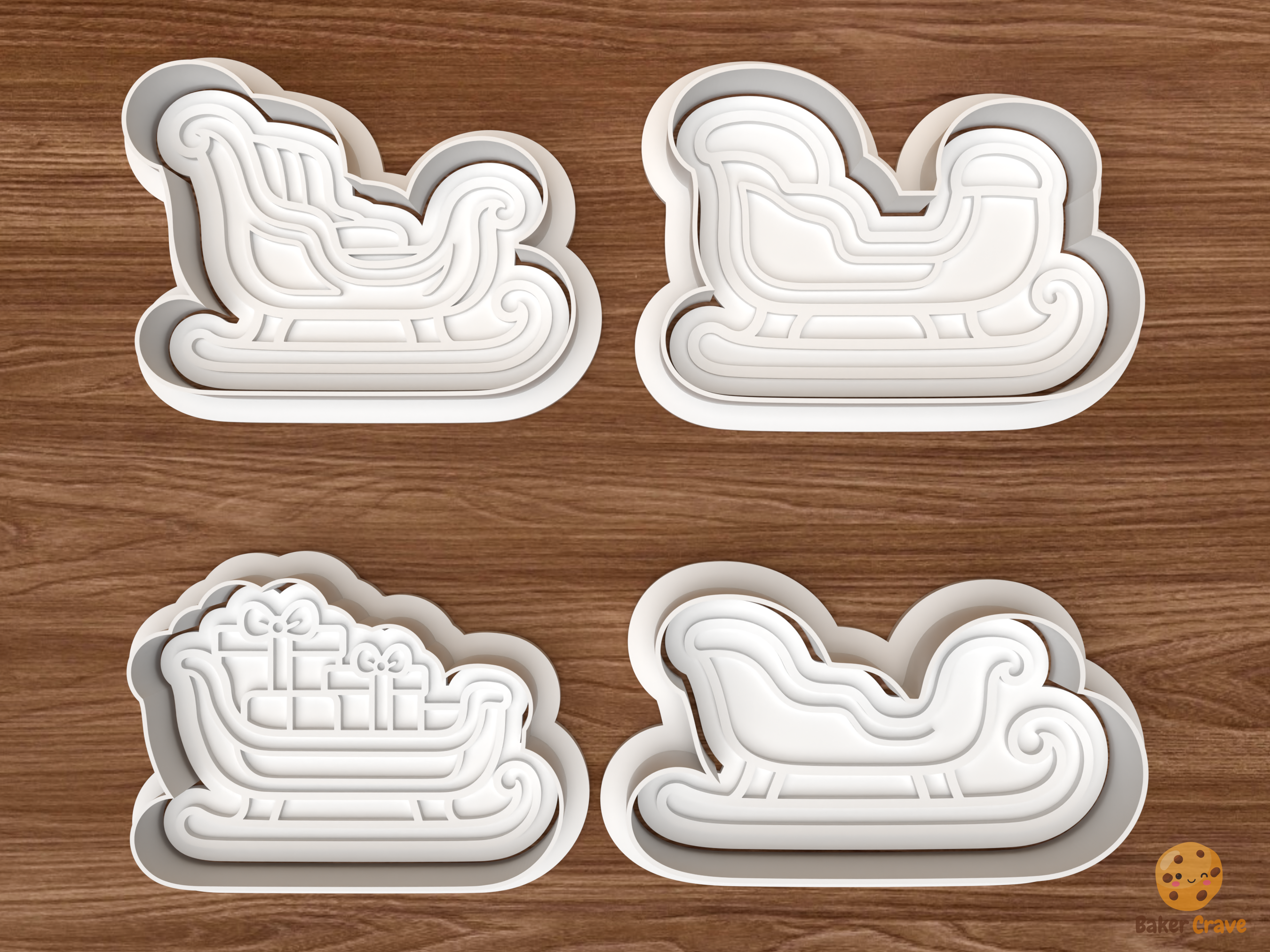 Christmas Sleigh Collection Cookie Cutter Set STL File - 01 set main
