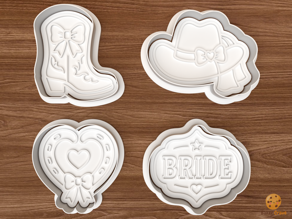 Cowgirl Bride Cookie Cutter Set STL File - 01 set main