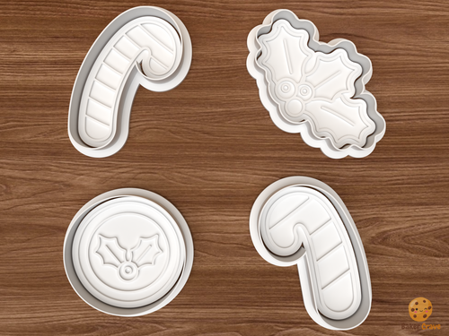 Candy Cane Holly Platter Cookie Cutter Set STL File
