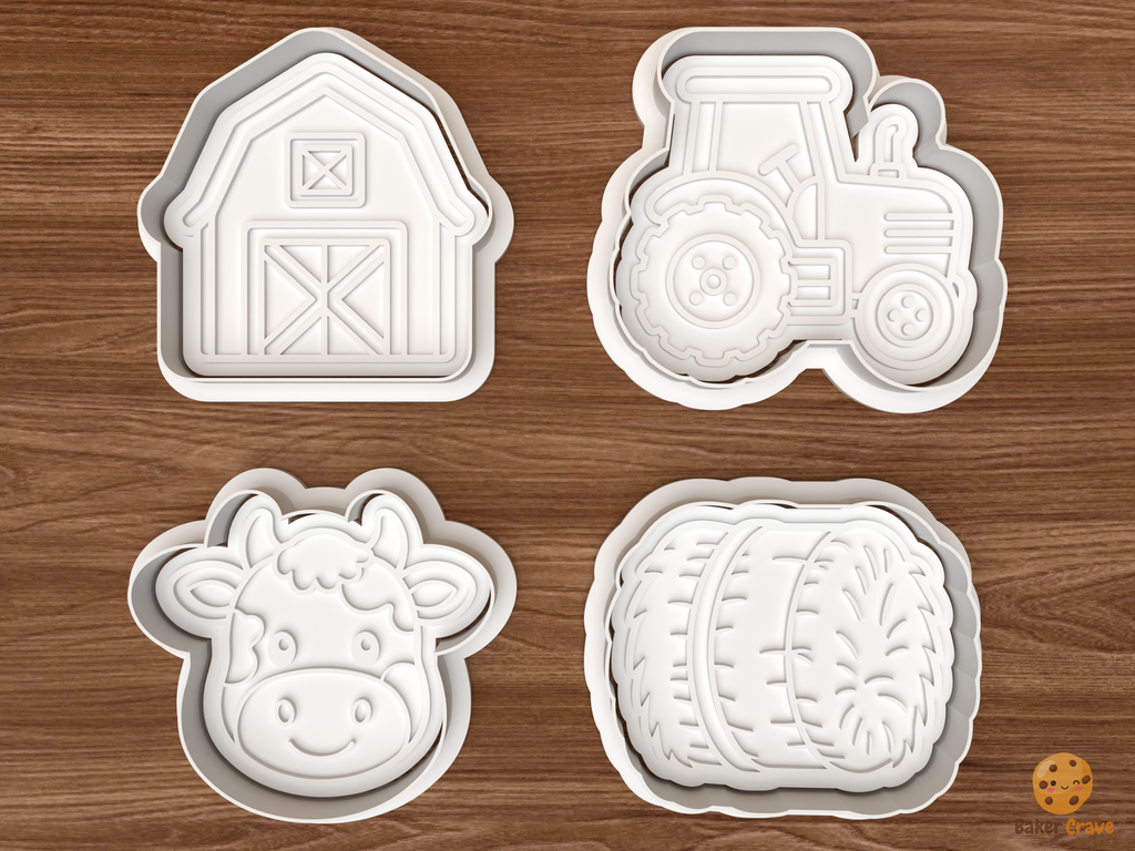 Farm Birthday Cookie Cutter Set STL File - 01 set main