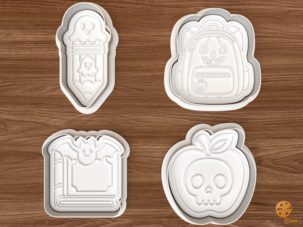 Spooky School Cookie Cutter Set STL File - 01 set main