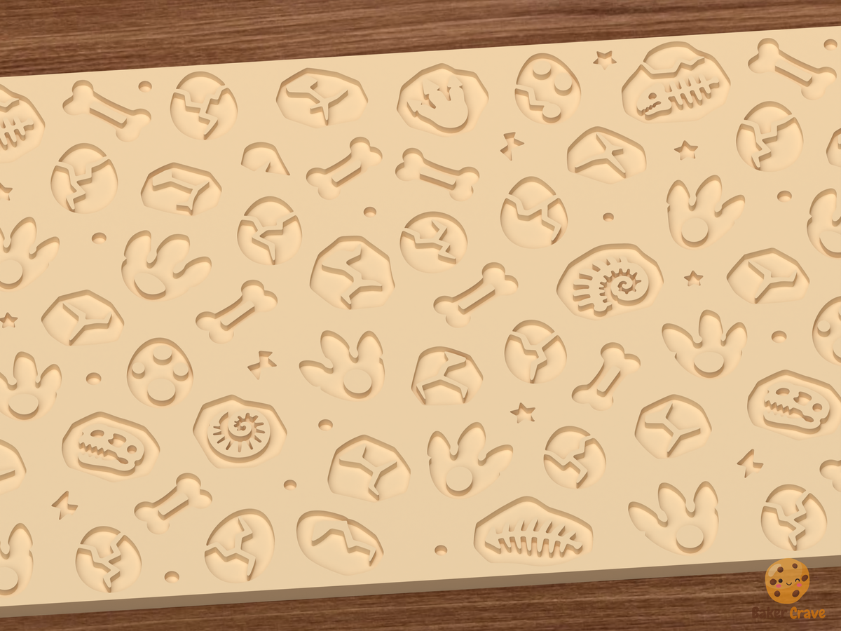 Dinosaur Fossil Textured Roller STL File - 02 close detail deboss